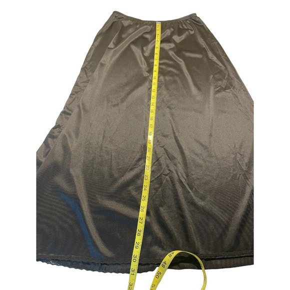 Vanity Fair Half Slip Size Medium-Large Black Nylon Lace Trim Elastic Waist VTG - Picture 6 of 7